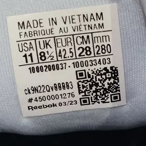 Reebok Made In Vietnam Reebok Shoes Qr Code Barcode Png Nike